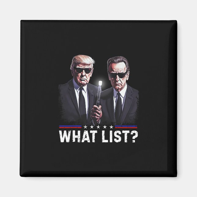 Imán Lista divertida de Trump ¿Qué?  (Frente)