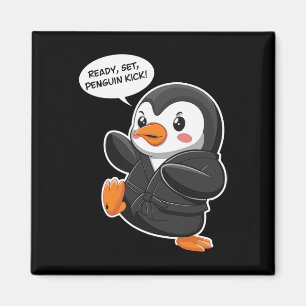 Imán Listo Set Penguin Kick Martial Art Karate Cute Pen