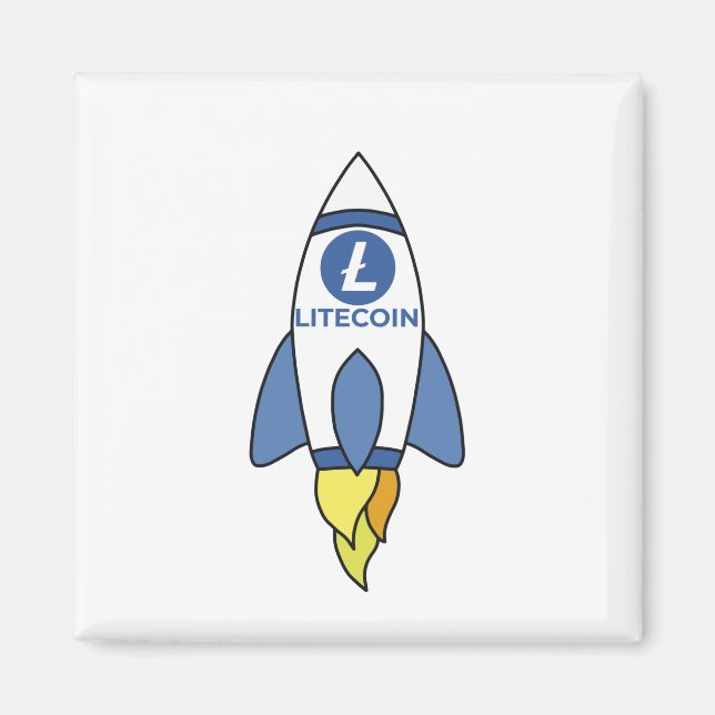 Imán Litecoin Al Cohete De La Luna (Frente)