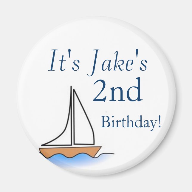 Imán Litte Sailboat Nautical Birthday (Frente)