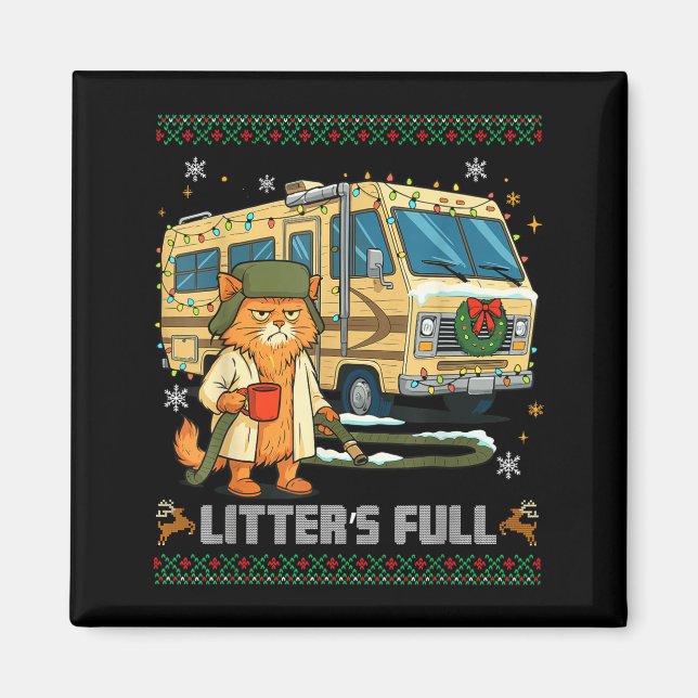 Imán Litter's Full Funny Silly Cat Holding Coffee Meme  (Frente)