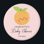 Imán Little Cutie Baby Shower<br><div class="desc">Una pequeña cubata está en el camino de la ducha para bebés con un adorable pequeño naranja de clementina sobre un fondo rosa claro. Visita nuestra tienda para ver nuestra adorable colección de diseño.</div>