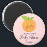Imán Little Cutie Baby Shower<br><div class="desc">Una pequeña cubata está en el camino de la ducha para bebés con un adorable pequeño naranja de clementina sobre un fondo rosa claro. Visita nuestra tienda para ver nuestra adorable colección de diseño.</div>