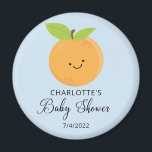 Imán Little Cutie Baby Shower Magnet<br><div class="desc">Una pequeña cubata está en el camino de la ducha para bebés con un adorable naranja de clementina sobre un fondo azul claro. Visita nuestra tienda para ver nuestra adorable colección de diseño.</div>