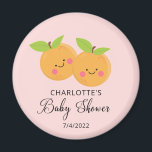 Imán Little Cuties Baby Shower Magnet<br><div class="desc">Hay pequeñas cortinas en el diseño de la ducha para bebés con adorables naranjas de clementina sobre un fondo rosa claro. Visita nuestra tienda para ver nuestra adorable colección de diseño de pequeñas ciudades.</div>