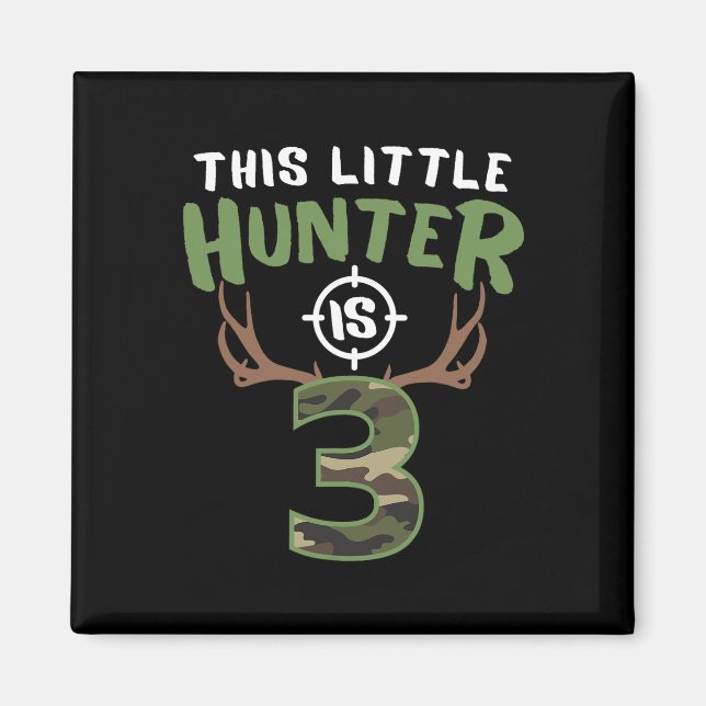 Imán Little Hunter is 3 Birthday Boys 3º Birthday Deer (Frente)