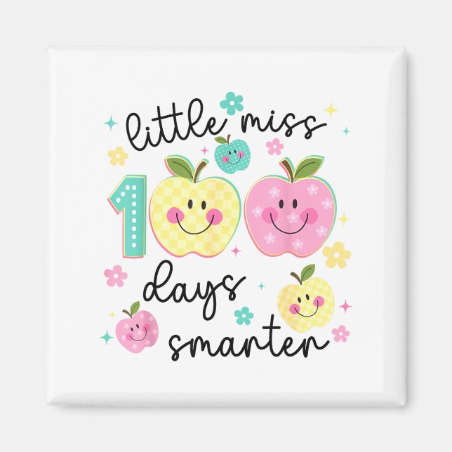 Imán Little Miss 100 Days Smarter Kids Girls 100th Day  (Frente)