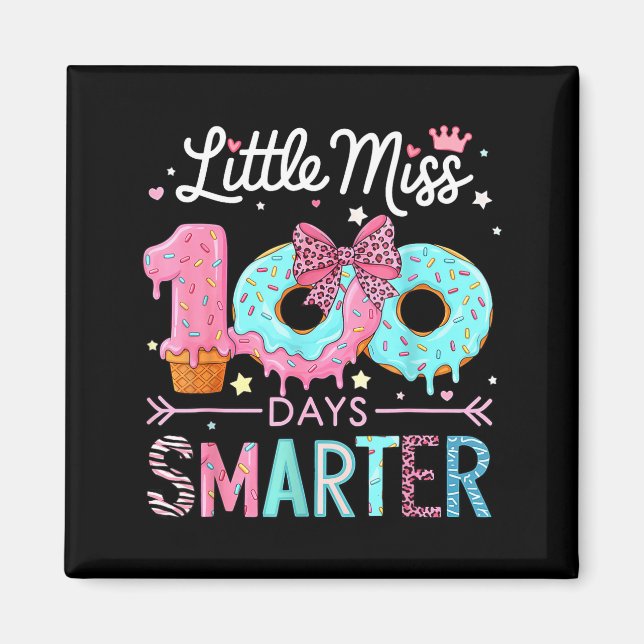 Imán Little Miss 100 Days Smarter Kids Girls 100th Day  (Frente)