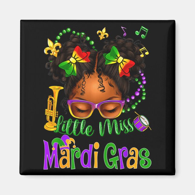 Imán Little Miss Mardi Gras Bow Girls Kids New Orleans  (Frente)