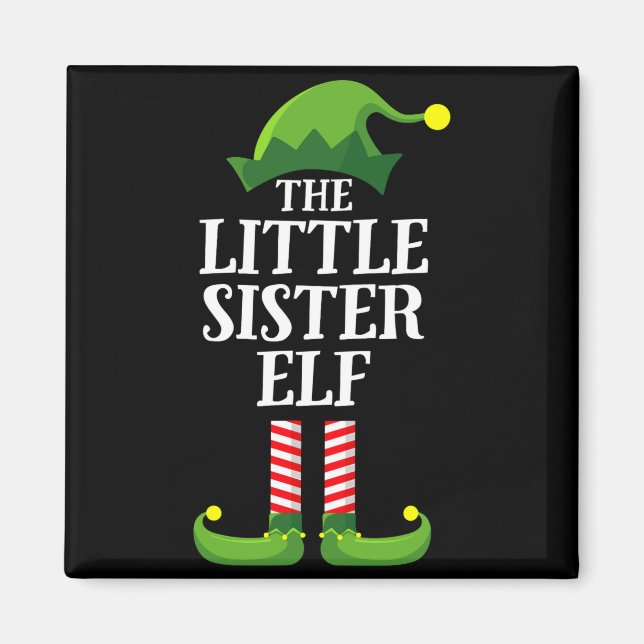 Imán Little Sister Elf Matching Family Group Christmas  (Frente)