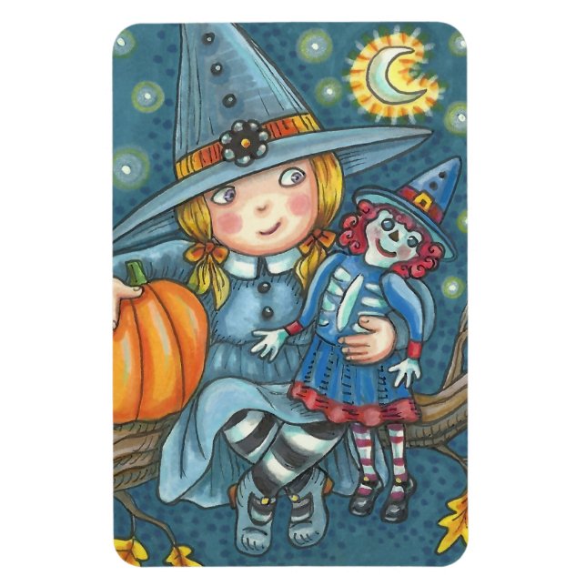 Imán LITTLE WITCH & DOLL HALLOWEEN MAGNET Rectangle Lge (Vertical)