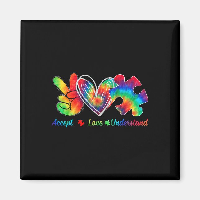 Imán Live Love Accept Autism Awareness Support Aceptabl (Frente)