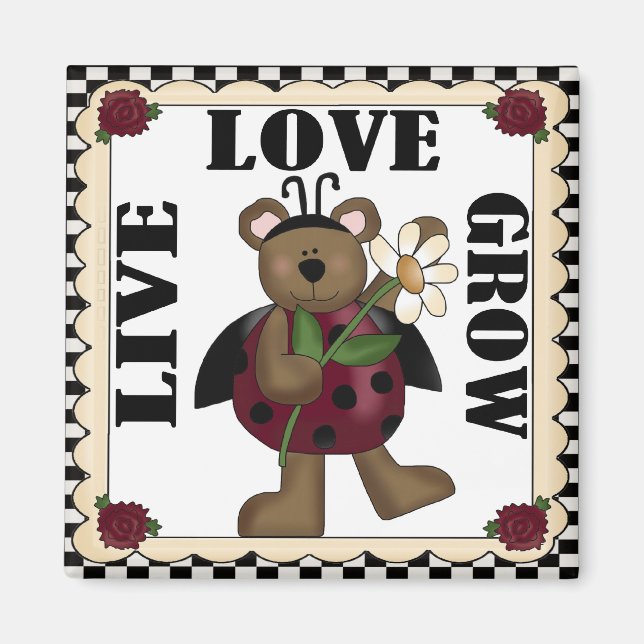 Imán Live Love Grow ladybug Magnet (Frente)