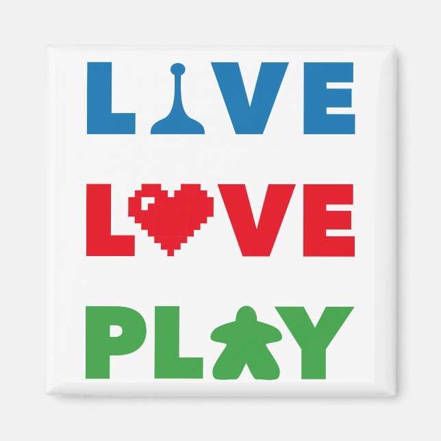 Imán Live, Love, Play Colorful Magnet (Frente)