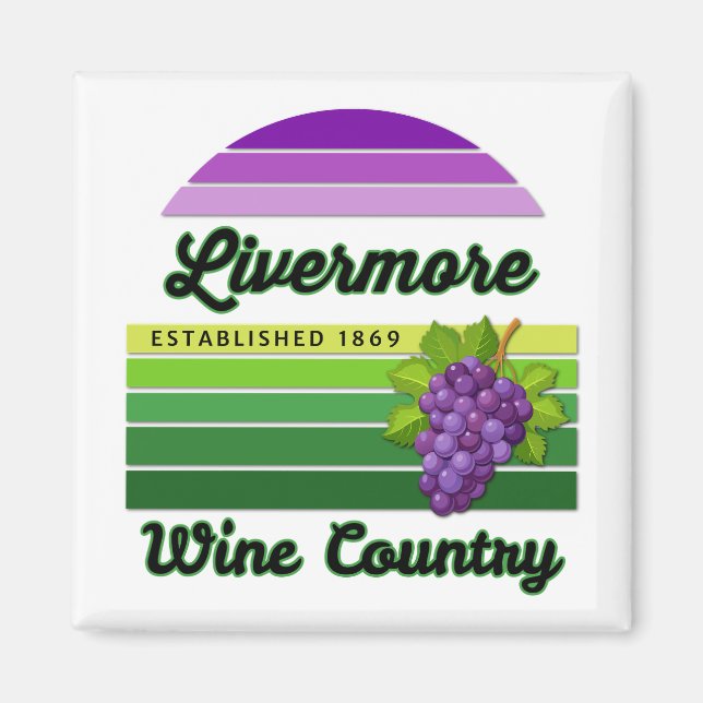 Imán Livermore Wine Country Purple Green Stripes Grapes (Frente)