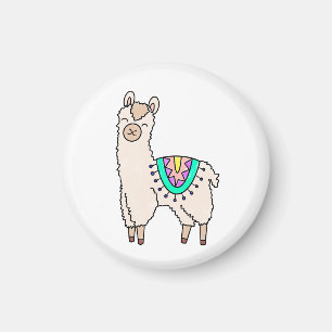 Imán llama alpaca de dibujos animados sonriendo feliz d