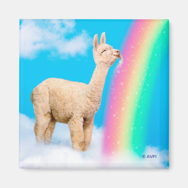 Imán Llama: Arcoiris golpeando (Frente)