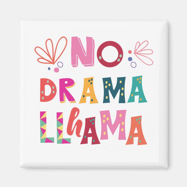 Imán Llama colorida sin drama (Frente)