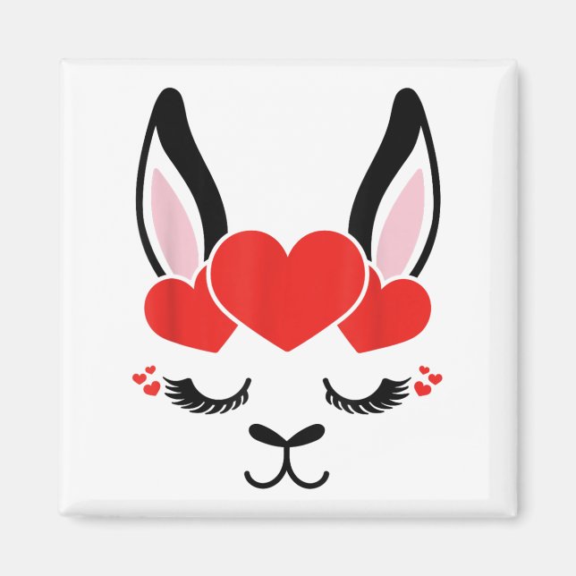Imán Llama Eyelash Alpaca Face St. Valentine Day Co (Frente)