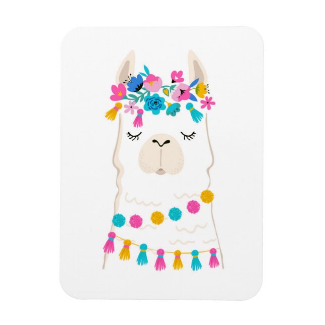 Imán Llama floral cute (Vertical)