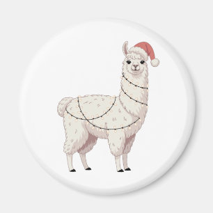 Imán Llama Luces de Navidad Robusta Amante Alpaca