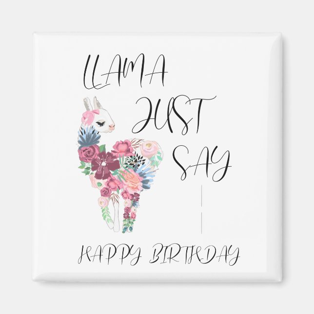 Imán Llama sólo dice cumpleaños feliz (Frente)
