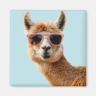 Imán Llama suave con gafas de sol encendidas
