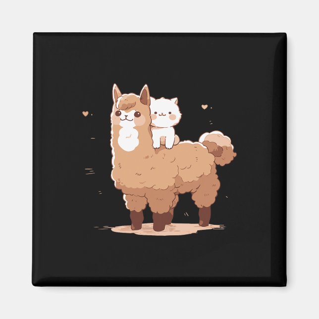 Imán Llama y gato adorables (Frente)