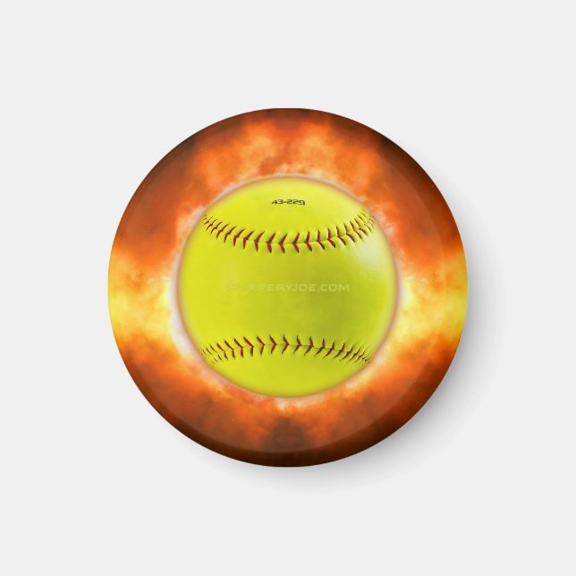 Imán Llamas de baloncesto de softball amarillo de Slipp (Frente)