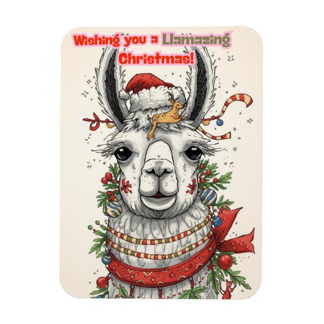 Imán LLamazing Christmas Llama Holiday (Vertical)