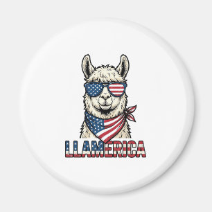 Imán Llamerica Llama Patriótico Diseño Vector Vintage_1