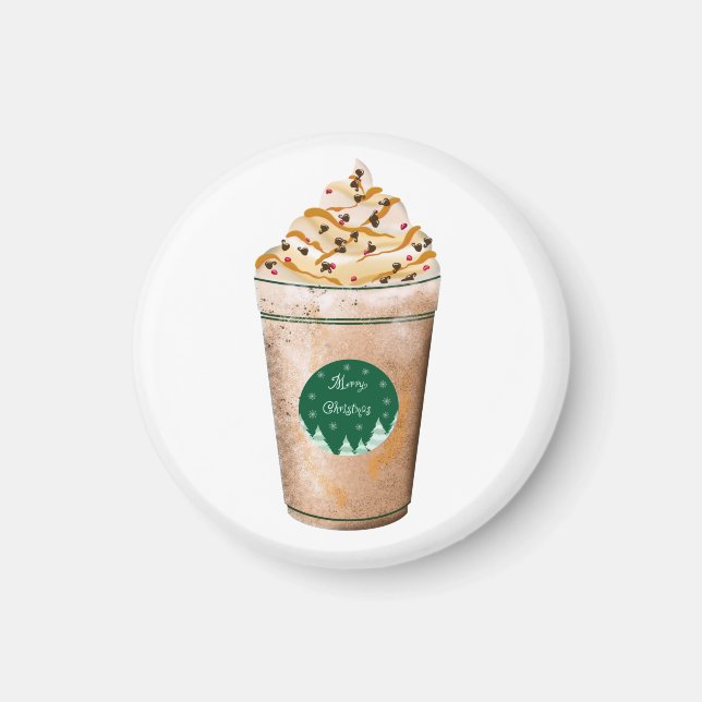 Imán Llaveiro de Latte con Caramelo y Feliz Navidad (Frente)