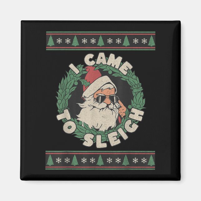 Imán Llegué A Sleigh Funny Navidades Ugly Sweater Retr (Frente)