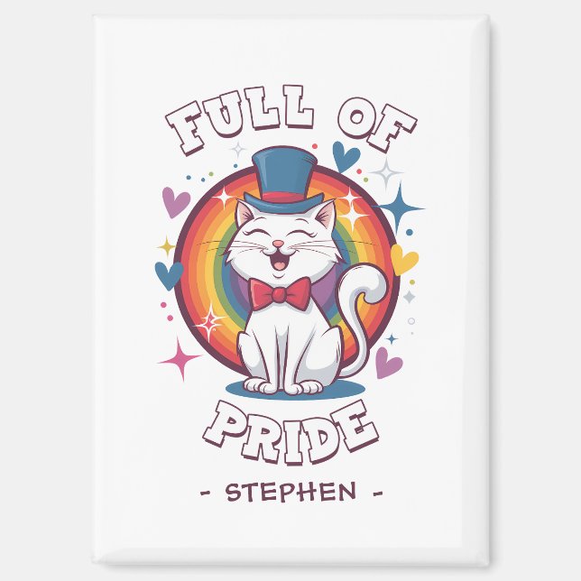 Imán Lleno de orgullo | Orgullo Gato LGBTQ (Anverso)