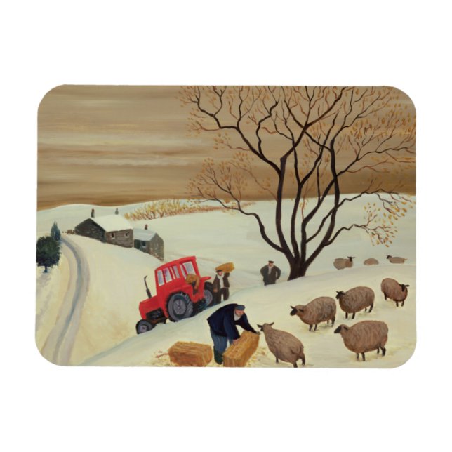 Imán Llevando heno a la oveja por tractor (Horizontal)