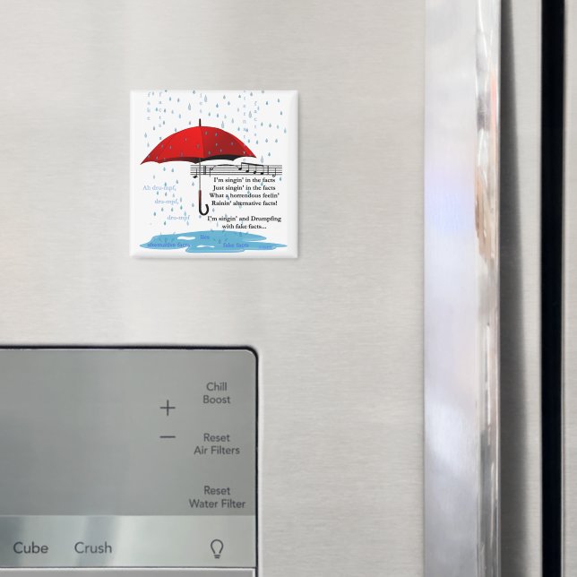 Imán Lluvia y cantos de hechos alternativos Sq Magnet (In situ (nevera))