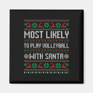 Imán Lo Más Probable Es Jugar Voleibol Con Santa Funny 