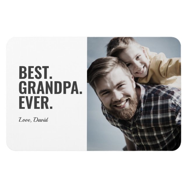 Imán Lo mejor. Abuelo. Nunca. Foto del Día del Padre (Horizontal)