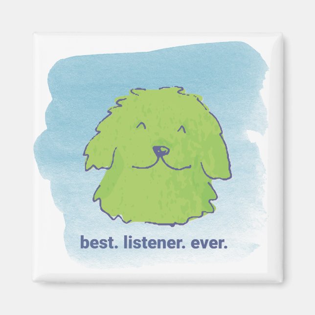 Imán Lo mejor. Escuchador. Nunca. Mimán cuadrado (Frente)