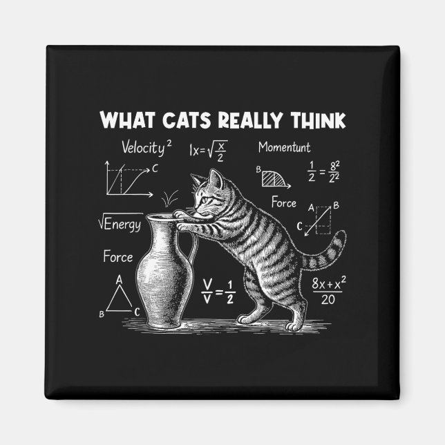 Imán Lo que los gatos realmente piensan divertida físic (Frente)