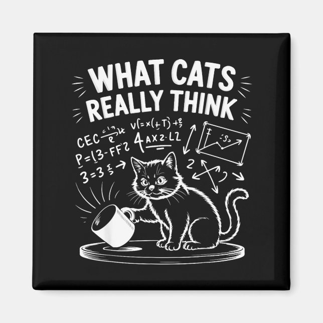 Imán Lo que los gatos realmente piensan meme divertido  (Frente)
