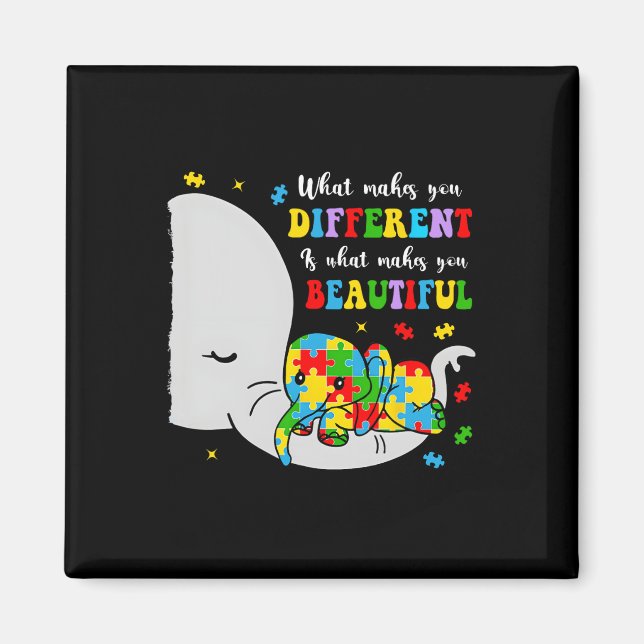 Imán Lo Que Te Hace Diferente Hermoso Elefante Autismo (Frente)