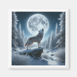 Imán Lobo Aullador En Invierno