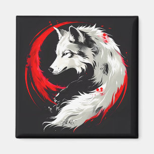 Imán Lobo blanco rojo lunar