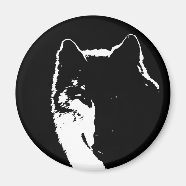 Imán Lobo blanco y negro (Frente)