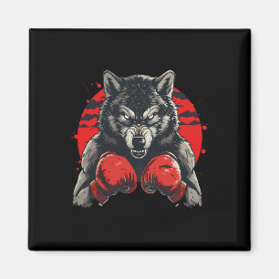 Imán Lobo boxeador con guantes de boxeo kickboxing dive