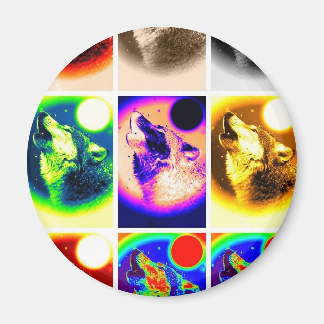 Imán Lobo de arte pop (Frente)