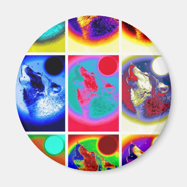 Imán Lobo de arte pop (Frente)