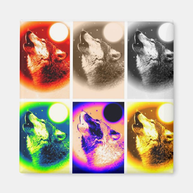 Imán Lobo de arte pop (Frente)