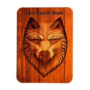 Imán Lobo de madera tallada